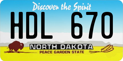 ND license plate HDL670