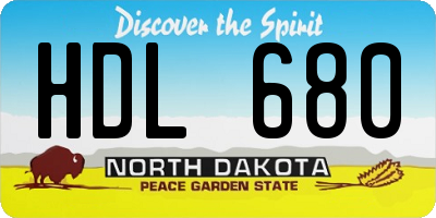 ND license plate HDL680