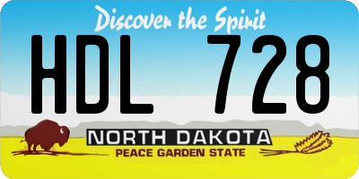 ND license plate HDL728