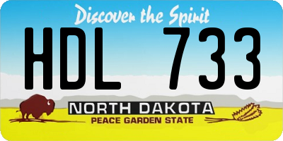 ND license plate HDL733