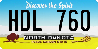 ND license plate HDL760