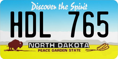 ND license plate HDL765