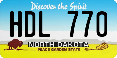 ND license plate HDL770