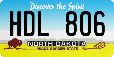 ND license plate HDL806