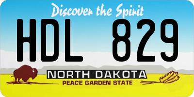 ND license plate HDL829