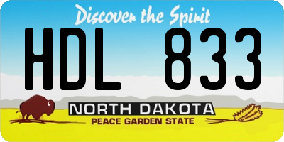 ND license plate HDL833