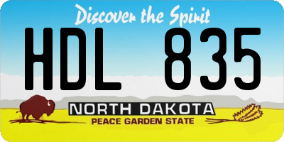 ND license plate HDL835