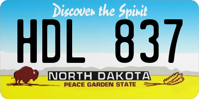 ND license plate HDL837