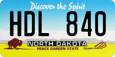 ND license plate HDL840