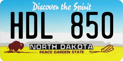 ND license plate HDL850