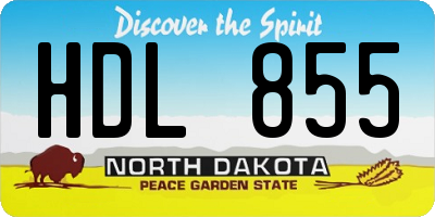 ND license plate HDL855