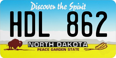 ND license plate HDL862