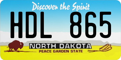 ND license plate HDL865