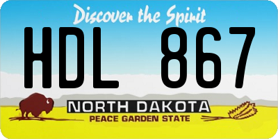 ND license plate HDL867