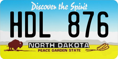 ND license plate HDL876