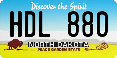 ND license plate HDL880