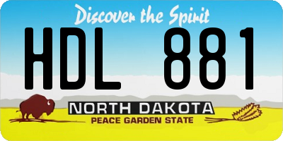 ND license plate HDL881