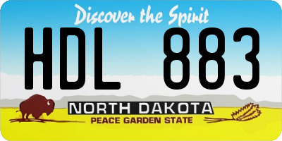 ND license plate HDL883