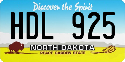 ND license plate HDL925
