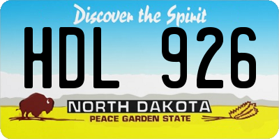 ND license plate HDL926
