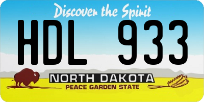 ND license plate HDL933