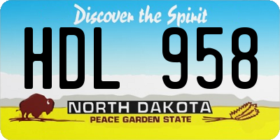 ND license plate HDL958
