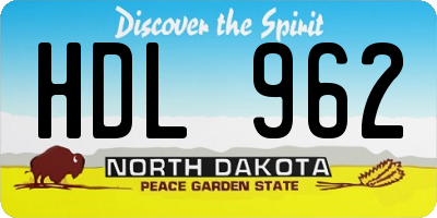 ND license plate HDL962