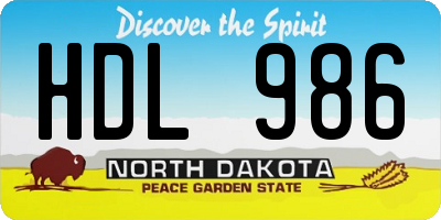 ND license plate HDL986