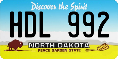 ND license plate HDL992
