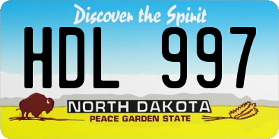 ND license plate HDL997