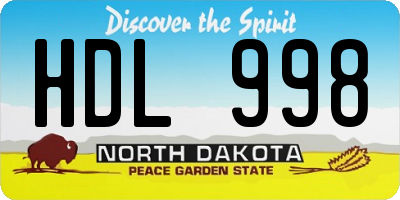 ND license plate HDL998