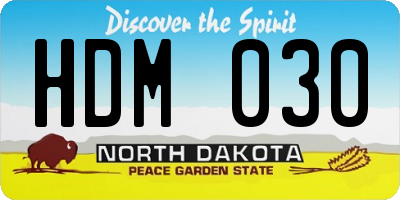 ND license plate HDM030
