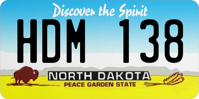 ND license plate HDM138