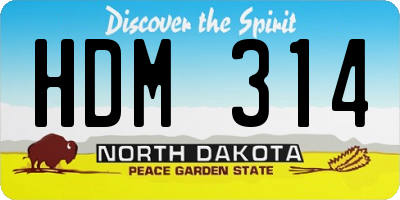 ND license plate HDM314