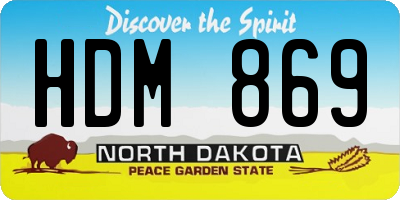 ND license plate HDM869