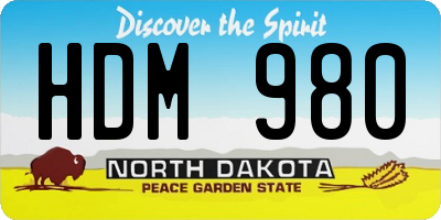 ND license plate HDM980