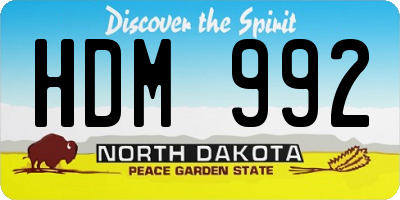 ND license plate HDM992