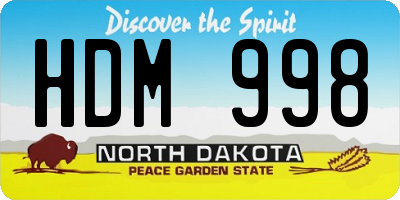 ND license plate HDM998