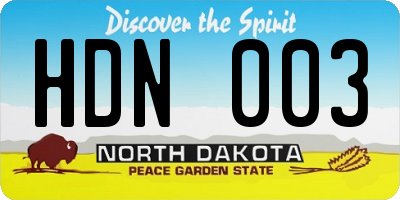 ND license plate HDN003