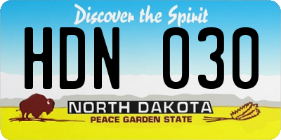ND license plate HDN030