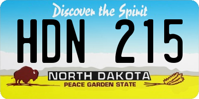 ND license plate HDN215