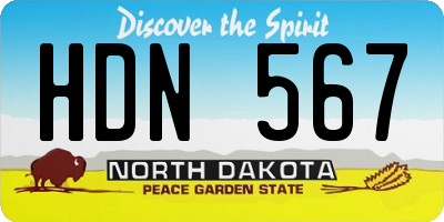 ND license plate HDN567