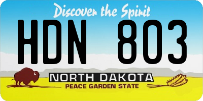 ND license plate HDN803