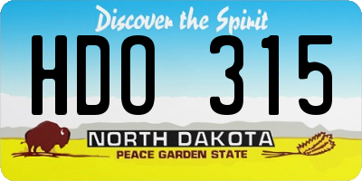 ND license plate HDO315