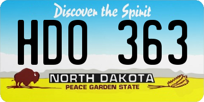 ND license plate HDO363