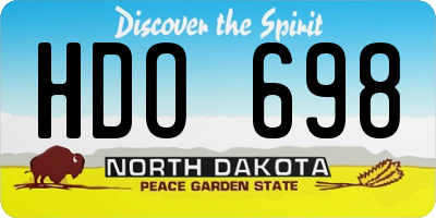 ND license plate HDO698