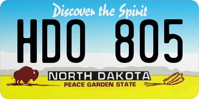 ND license plate HDO805