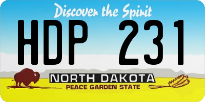 ND license plate HDP231