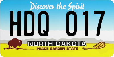 ND license plate HDQ017