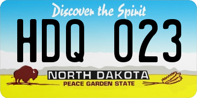 ND license plate HDQ023